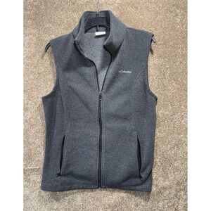 Columbia Fleece Full Zip Vest Women Size L Gray Sleeveless Zippered Pockets